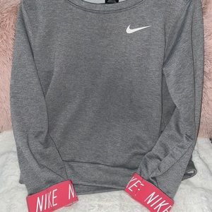 Nike Crewneck long sleeve with pink cuffs